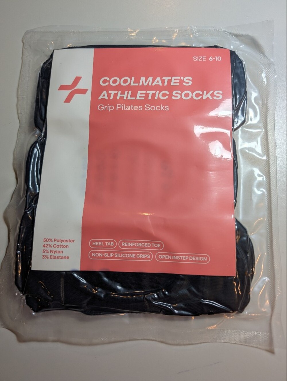 Coolmate Athletic Grip Pilates Socks for Women 4 Pair- Black - Size 6-10